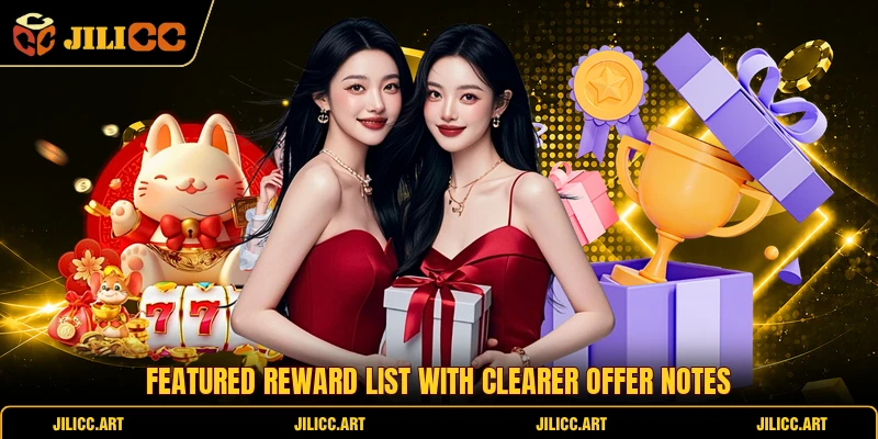 Featured reward list with clearer offer notes
