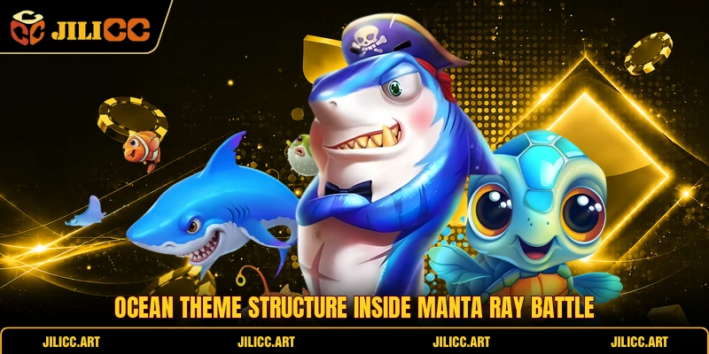 Ocean theme structure inside Manta Ray Battle